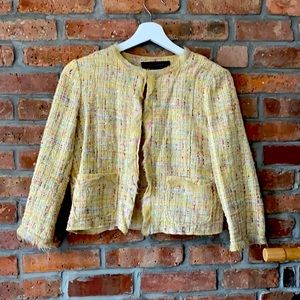 Blazer. Cropped. Silk and cotton.